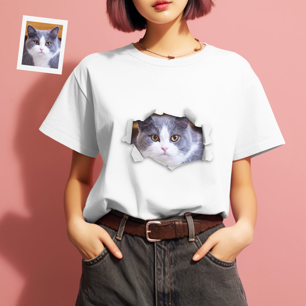 カスタム男女兼用フォトTシャツ - ペット写真入れ可能な面白い写真T-SHIRTプレゼント