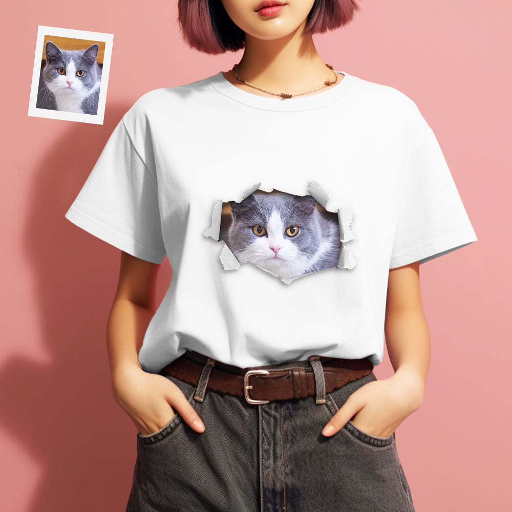 カスタム男女兼用フォトTシャツ - ペット写真入れ可能な面白い写真T-SHIRTプレゼント