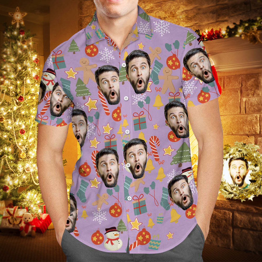 カスタムフォトアロハシャツ－写真入り可能なオリジナルクリスマスアロハシャツ-メリークリスマス