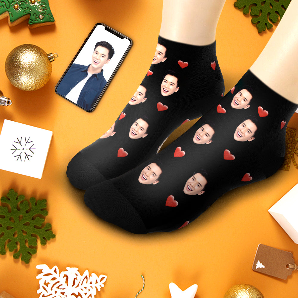 カスタムフェイスソックス-写真入り可能なオリジナル靴下ハート印バレンタインプレゼント