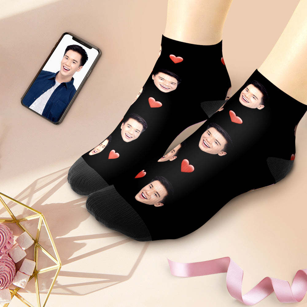 カスタムフェイスソックス-写真入り可能なオリジナル靴下ハート印バレンタインプレゼント