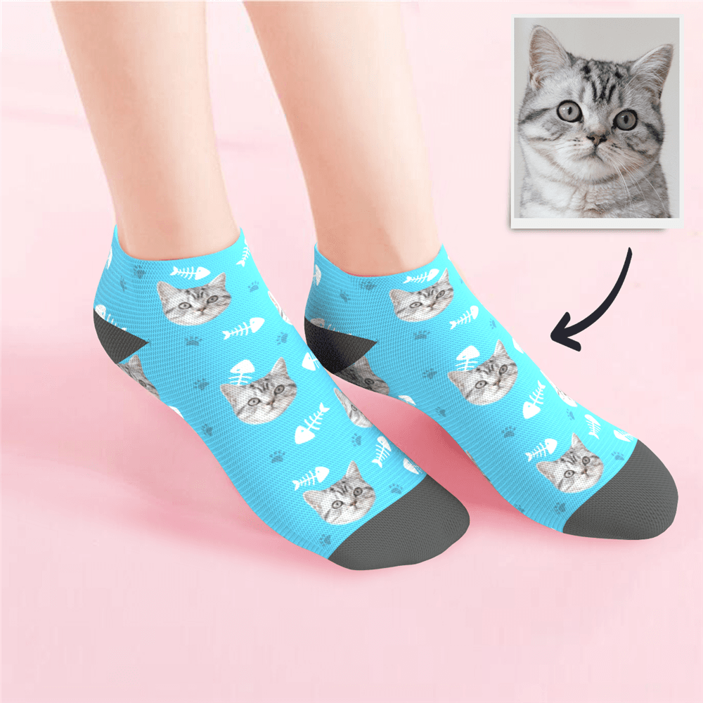 Custom Low Cut Ankle Face Socks Cat - MyPhotoSocks