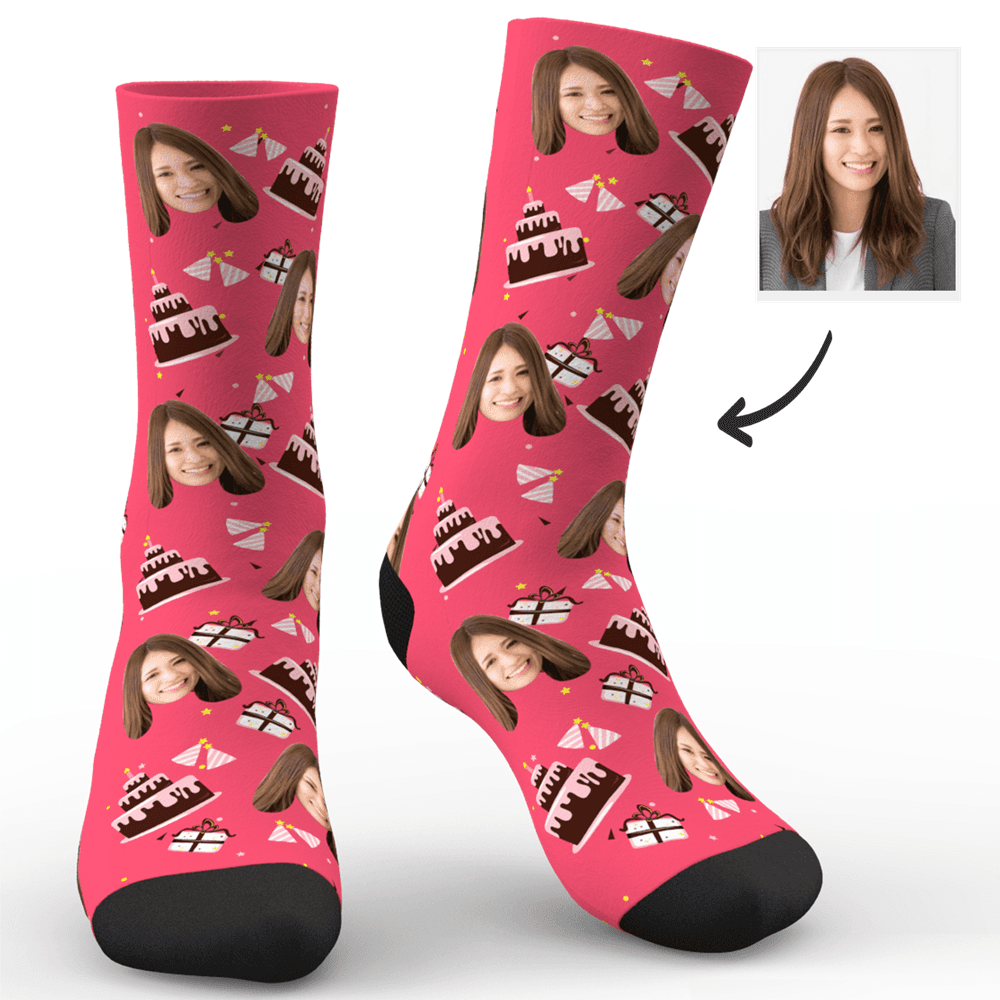 誕生日プレゼント-カスタムフェイスソックス-写真入り名入れ可能なオリジナル靴下誕生日絵文字