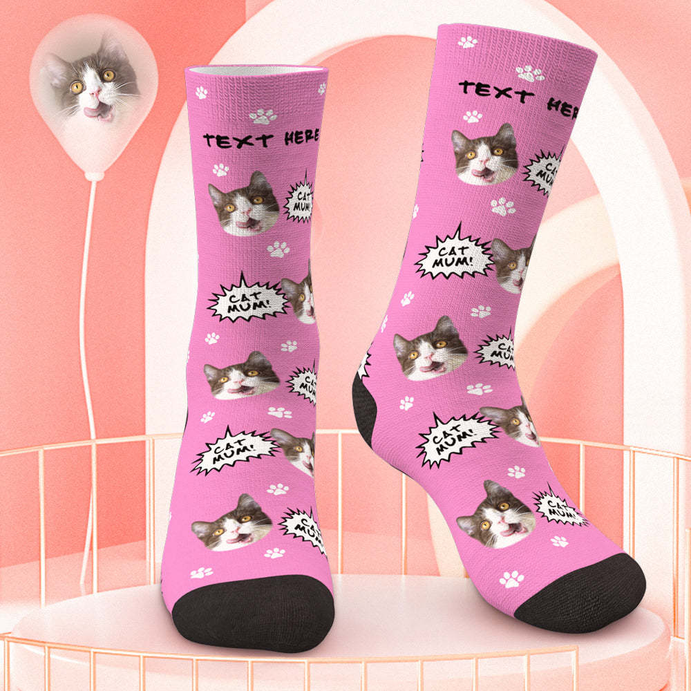 Custom Cat Face Photo Socks Cat Mum Photo Socks