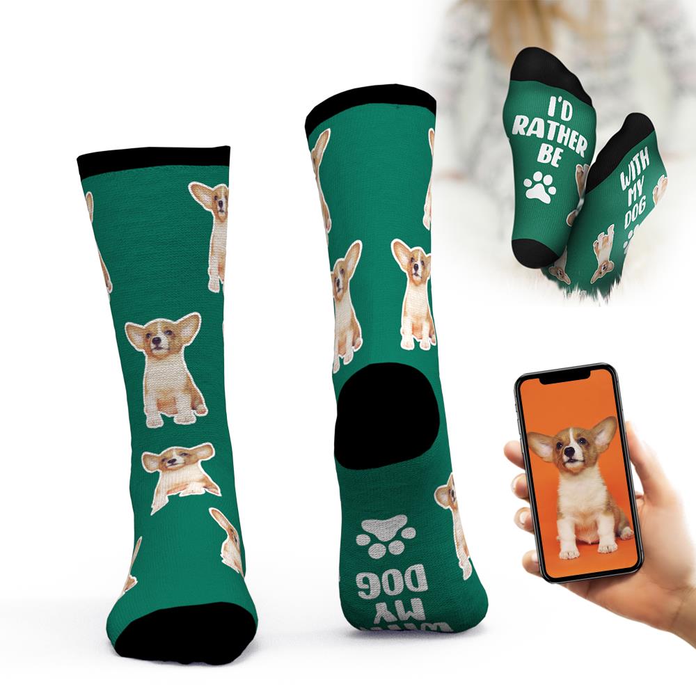 父の日プレゼント-カスタムフェイスソックス-写真と名前入れ可能なお父さんへの靴下ギフト-犬と一緒にいたい