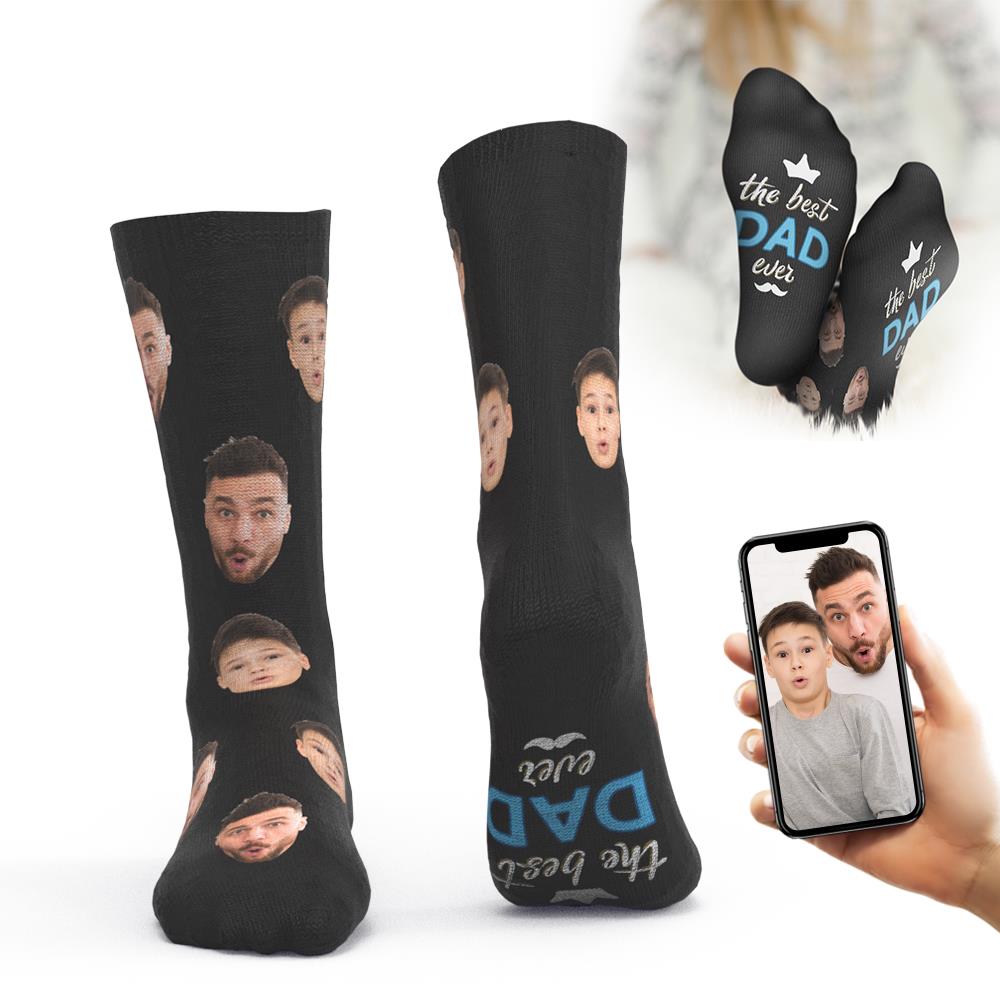 父の日プレゼント-カスタムフェイスソックス-写真と名前入れ可能なお父さんへの靴下ギフト-史上最高のお父さん