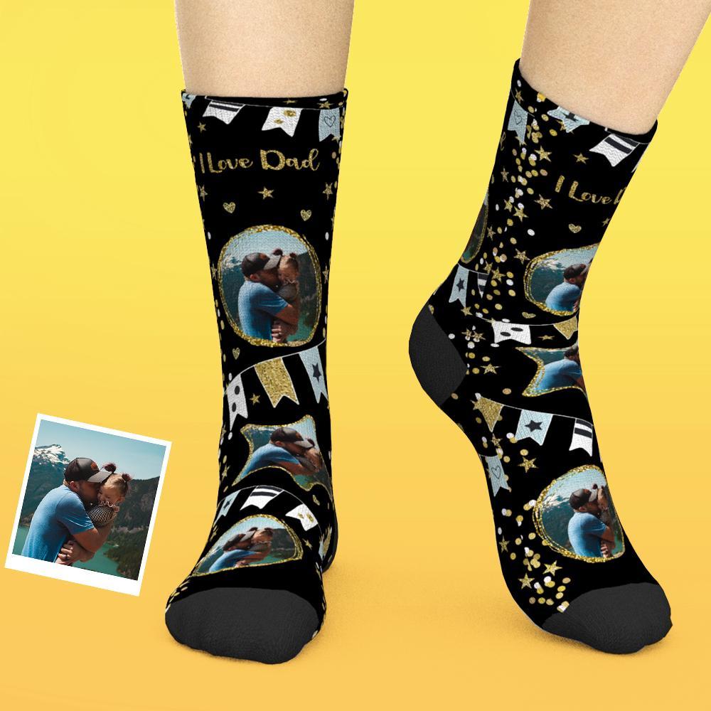 父の日プレゼント-写真入り名入りカスタムフェイスソックス - 幸せな父の日