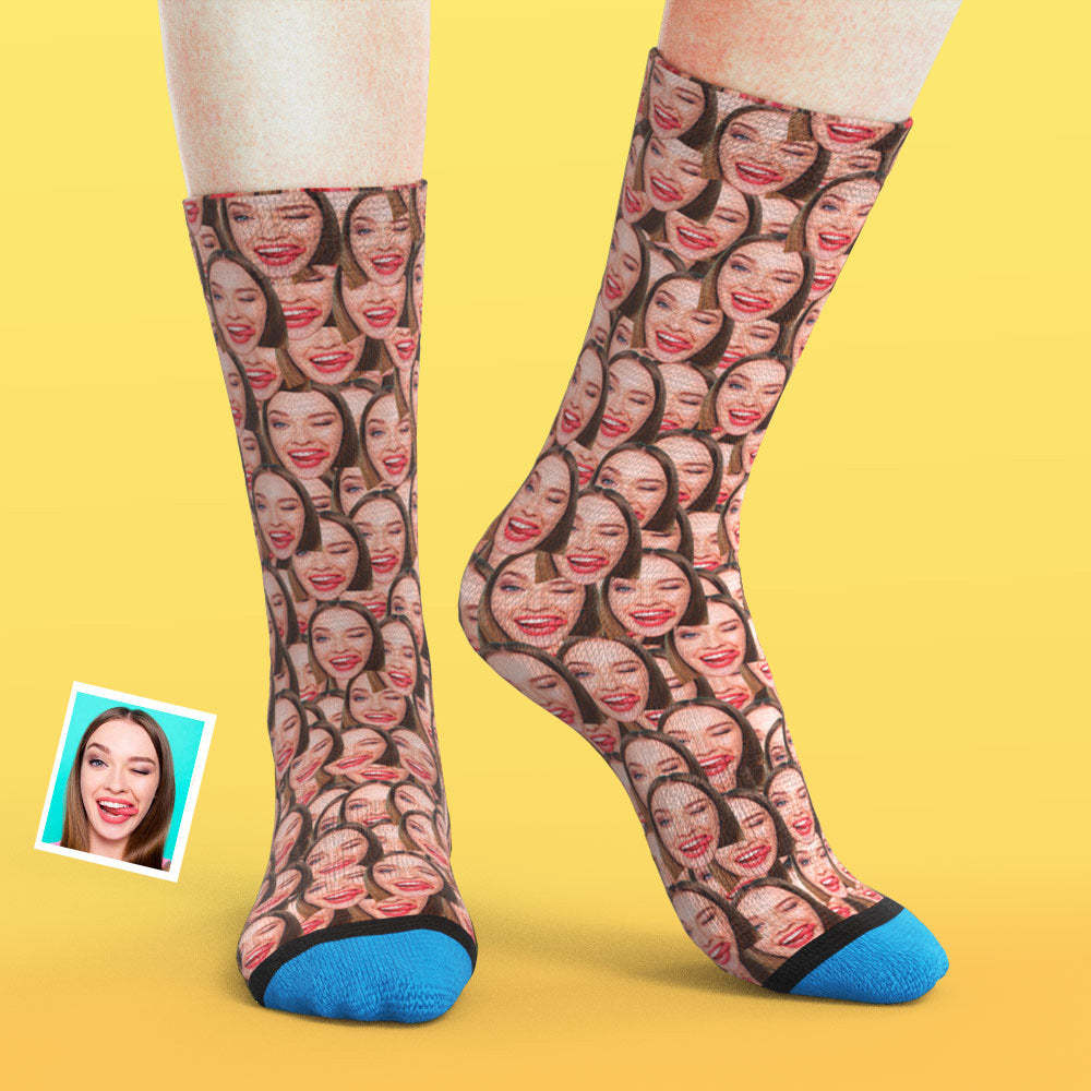 カスタム3Dデジタル印刷ソックス-写真入れ可能な靴下ギフト-フェイスマッシュ