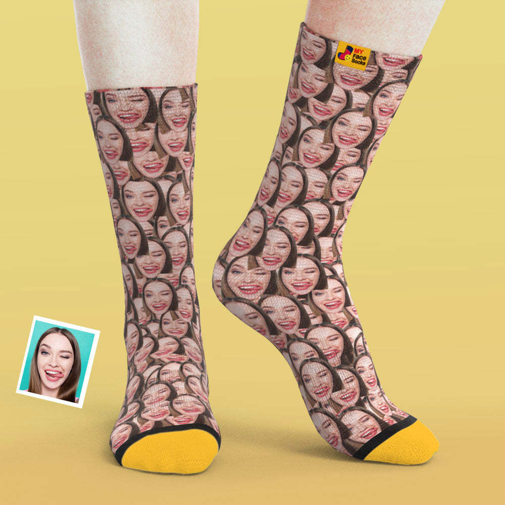 カスタム3Dデジタル印刷ソックス-写真入れ可能な靴下-フェイスマッシュ