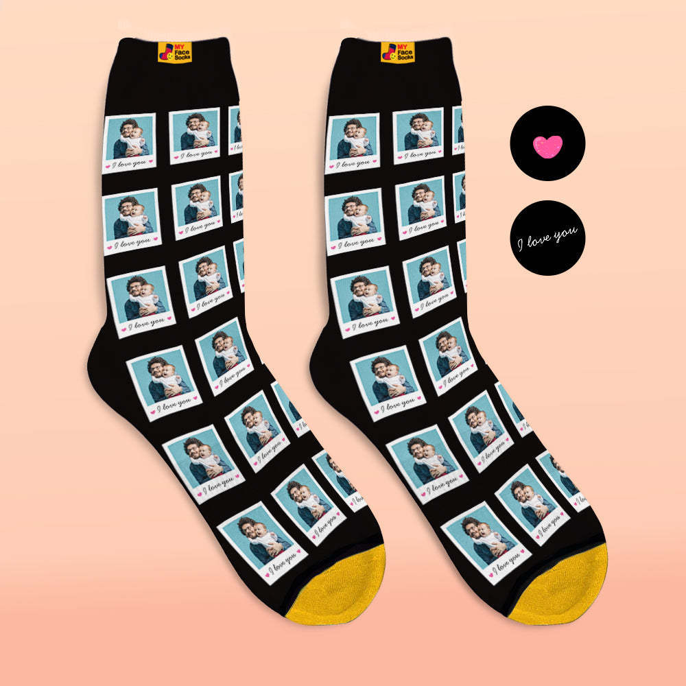 カスタム3Dデジタル印刷ソックス-写真入れ可能な靴下-愛してる