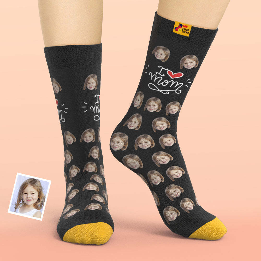 カスタム3Dデジタル印刷ソックス-写真入れ可能な靴下-母を愛しています