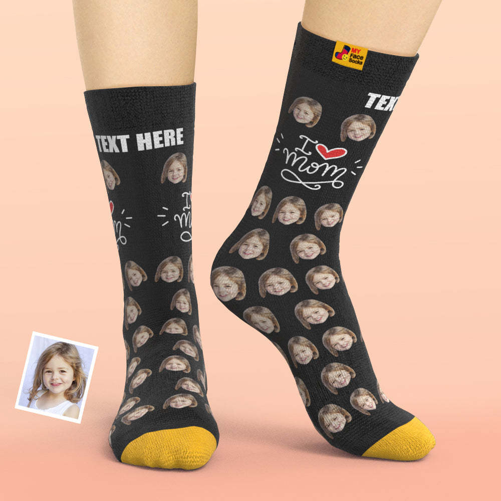 カスタム3Dデジタル印刷ソックス-写真入れ可能な靴下-母を愛しています