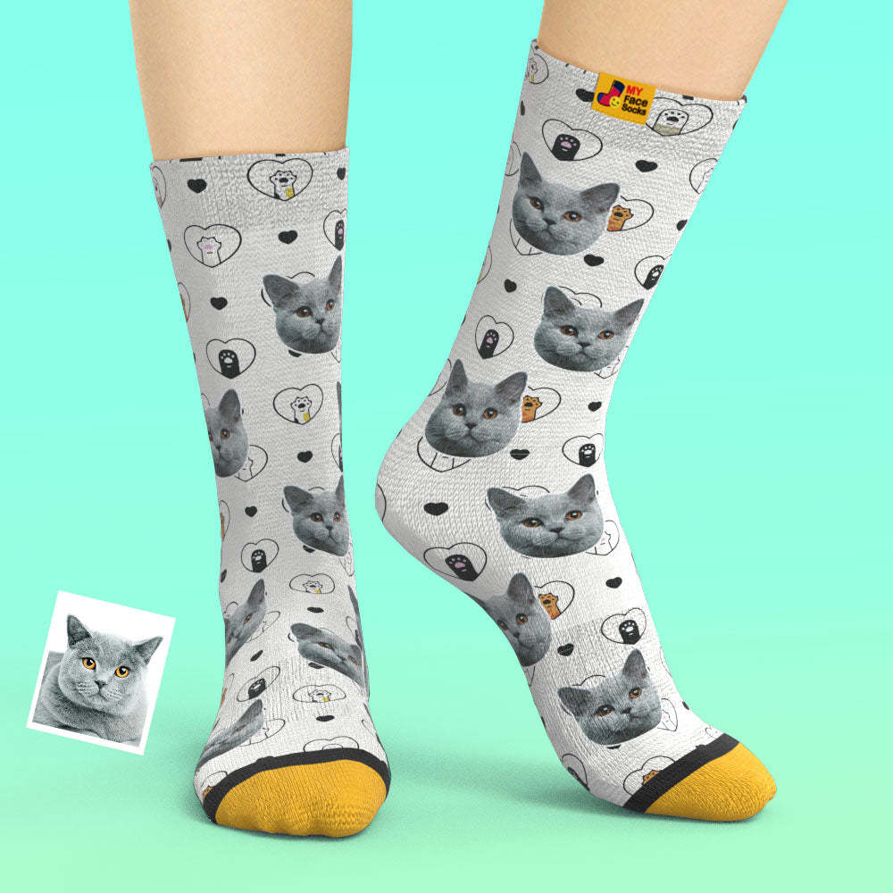 カスタム3Dデジタル印刷ソックス-写真入れ可能な靴下-猫愛好者へのギフト