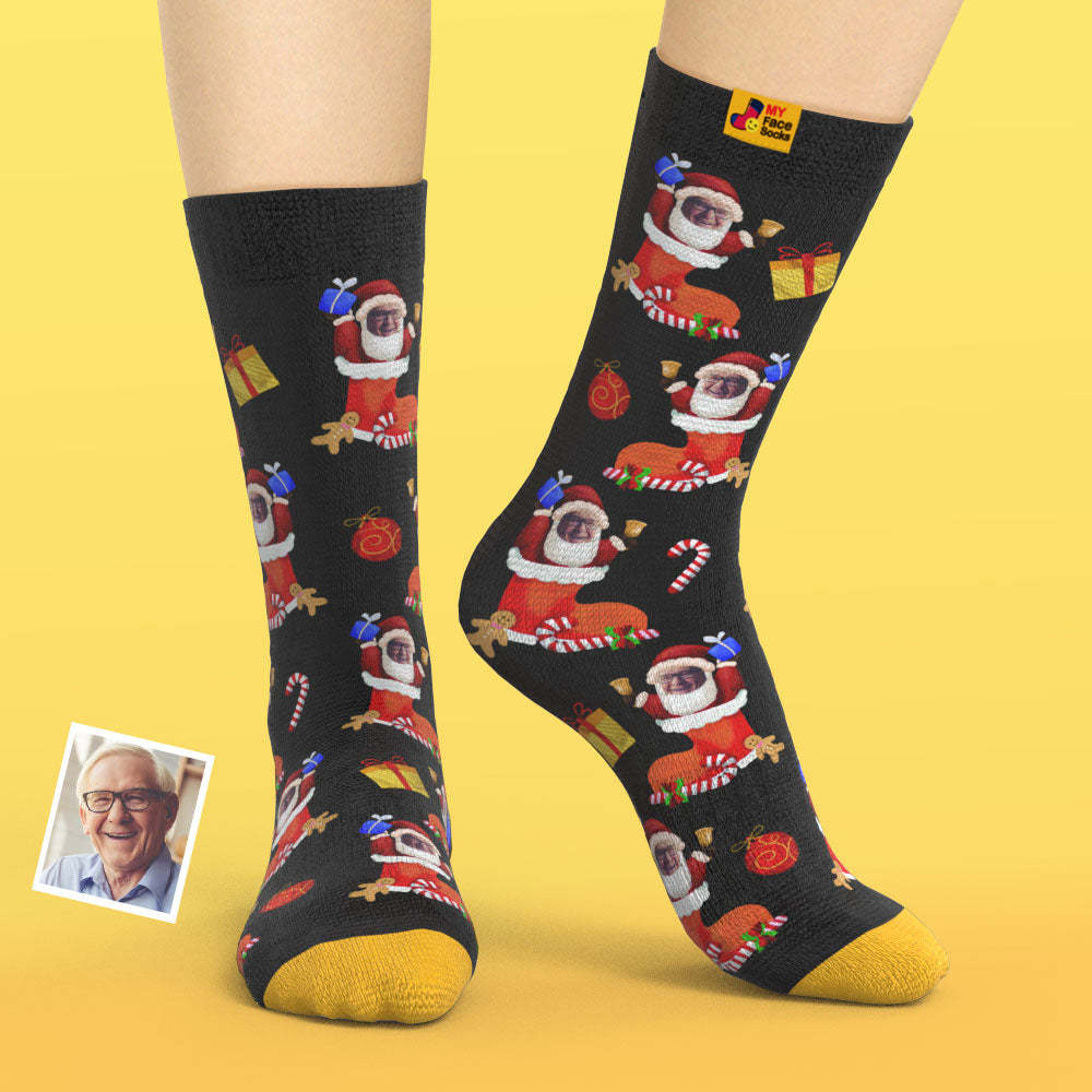 カスタム3Dデジタル印刷ソックス-写真入れ可能な靴下-あなたの顔のクリスマスストッキング