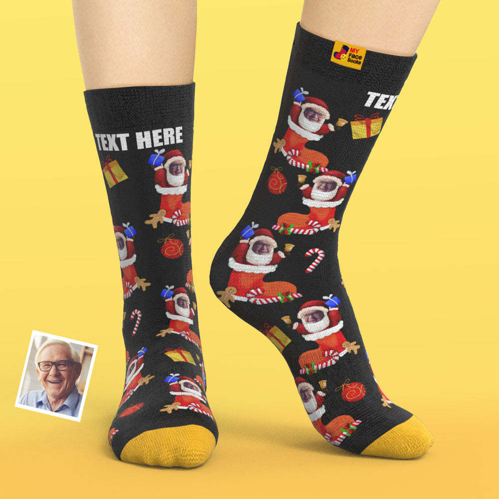カスタム3Dデジタル印刷ソックス-写真入れ可能な靴下-あなたの顔のクリスマスストッキング