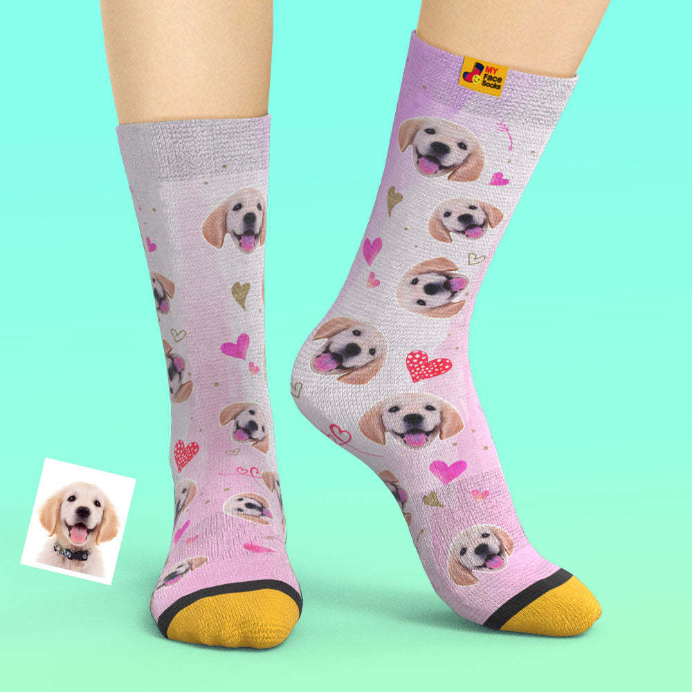 カスタム3Dデジタル印刷ソックス-写真入れ可能な靴下-可愛い犬