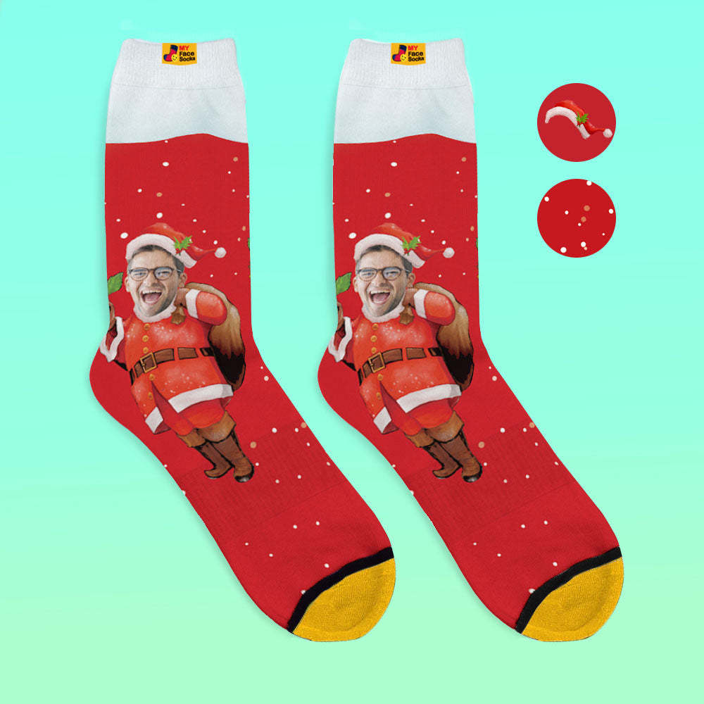 カスタム3Dデジタル印刷ソックス-写真入れ可能な靴下-サンタクロースの贈り物