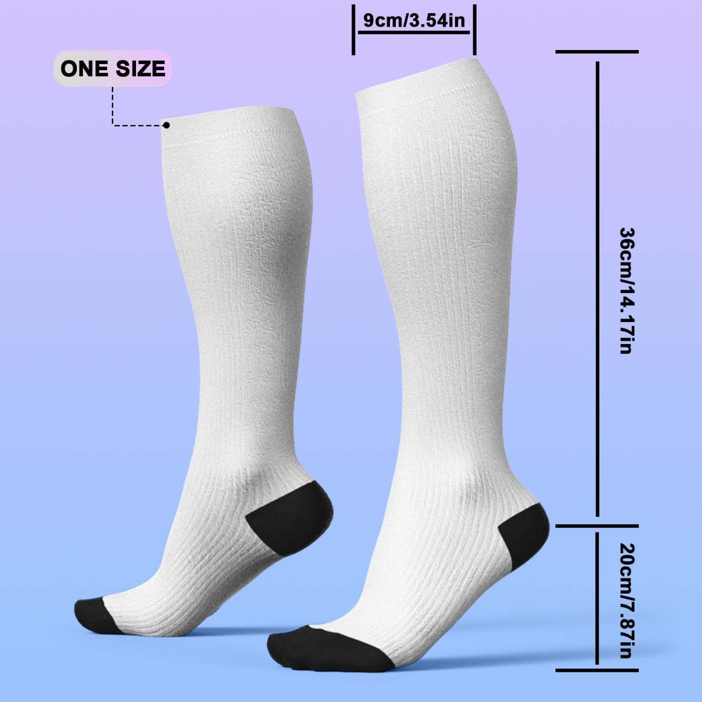 アップグレードカスタム通気性着圧ニーハイソックス - オンライン プレビューできるペットの写真と名前入れ可能な靴下ギフト