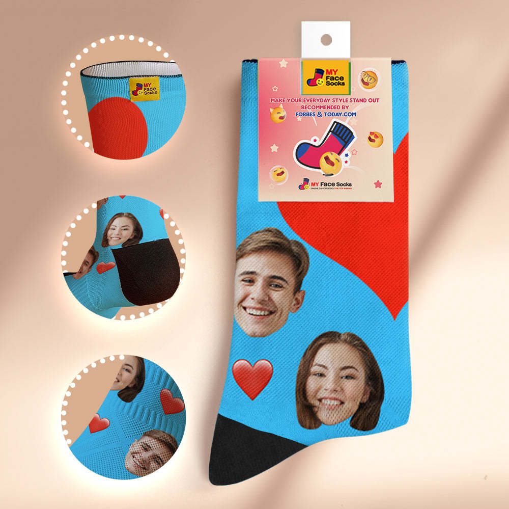カスタムフェイスソックス-写真入り名入れ可能なオリジナル靴下ハートマーククリスマスプレゼント