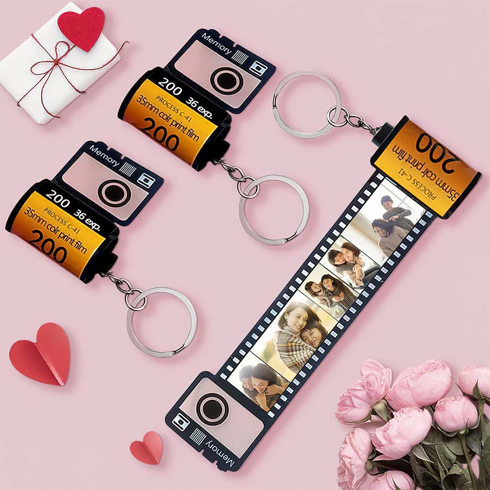 カスタムフォトカメラロールキーホルダーベスト贈り物‐写真5 10 15 20枚写真添付作成バレンタインギフト