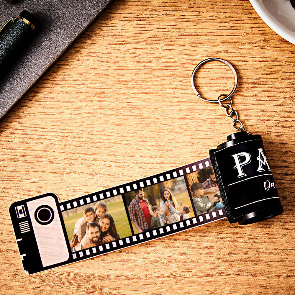 カスタムフォトフィルムキーホルダー - 写真入れ可能なカメラキーホルダー父の日プレゼント