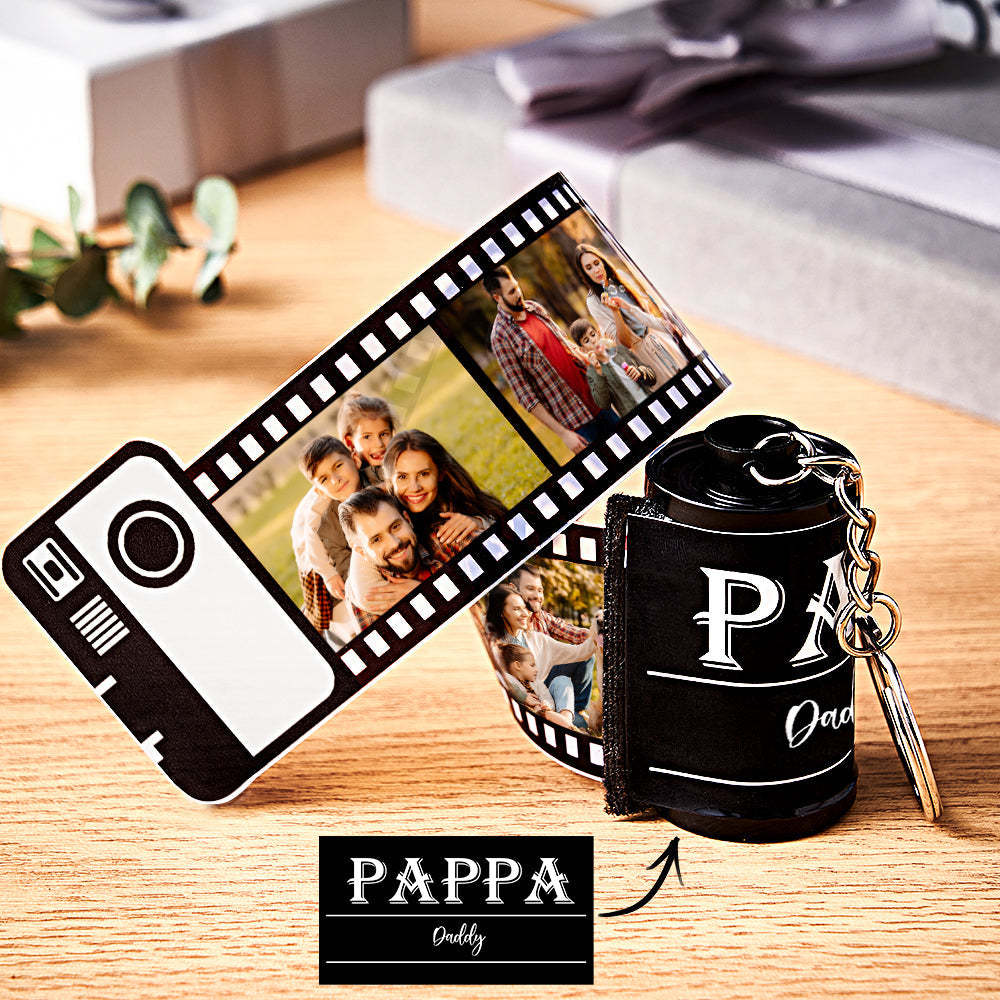 カスタムフォトフィルムキーホルダー - 写真入れ可能なカメラキーホルダー父の日プレゼント