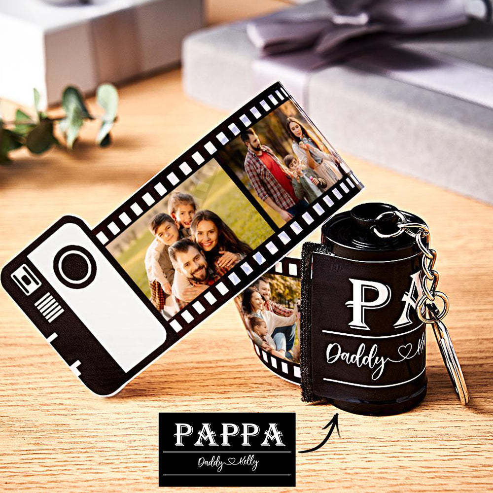カスタムフォトフィルムキーホルダー - 写真入れ可能なカメラキーホルダー父の日プレゼント