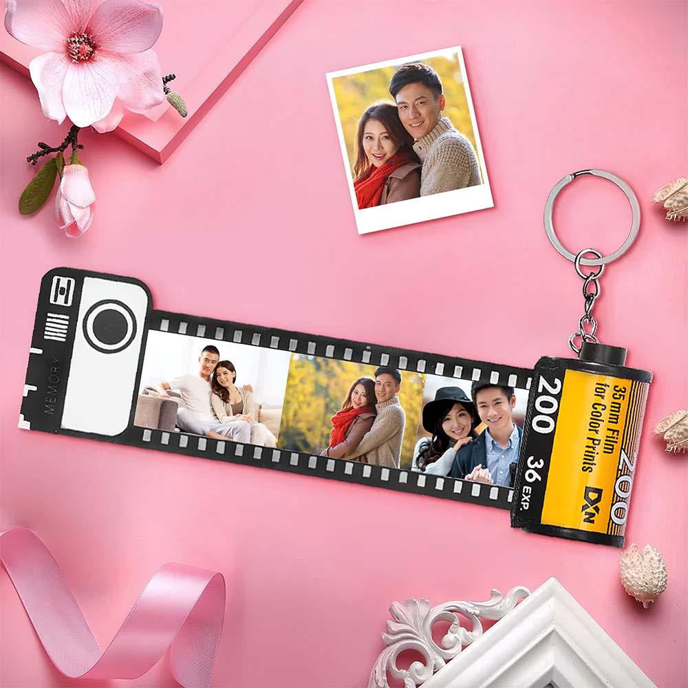 カスタムフォトカメラロールキーホルダーベスト贈り物‐写真5 10 15 20枚写真添付作成バレンタインギフト