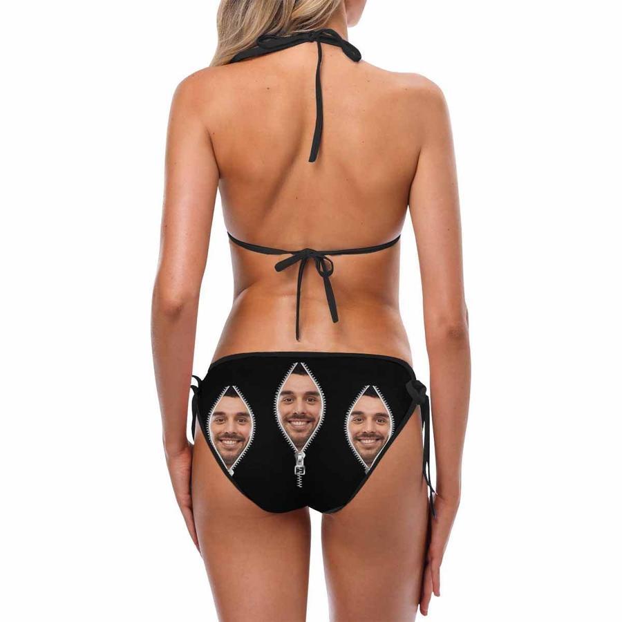 Custom Face Zipper Photo Women's Bikini Sexy Suit Free Size - MyFaceSocksAu