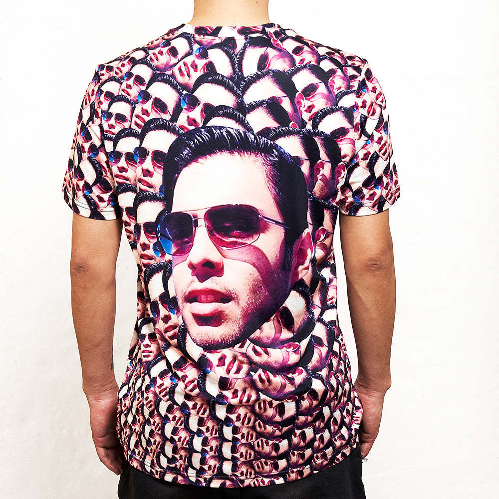 Custom My Face Personalized T-shirt Funny Man Photo All Over Print Tee - MyFaceSocksAu