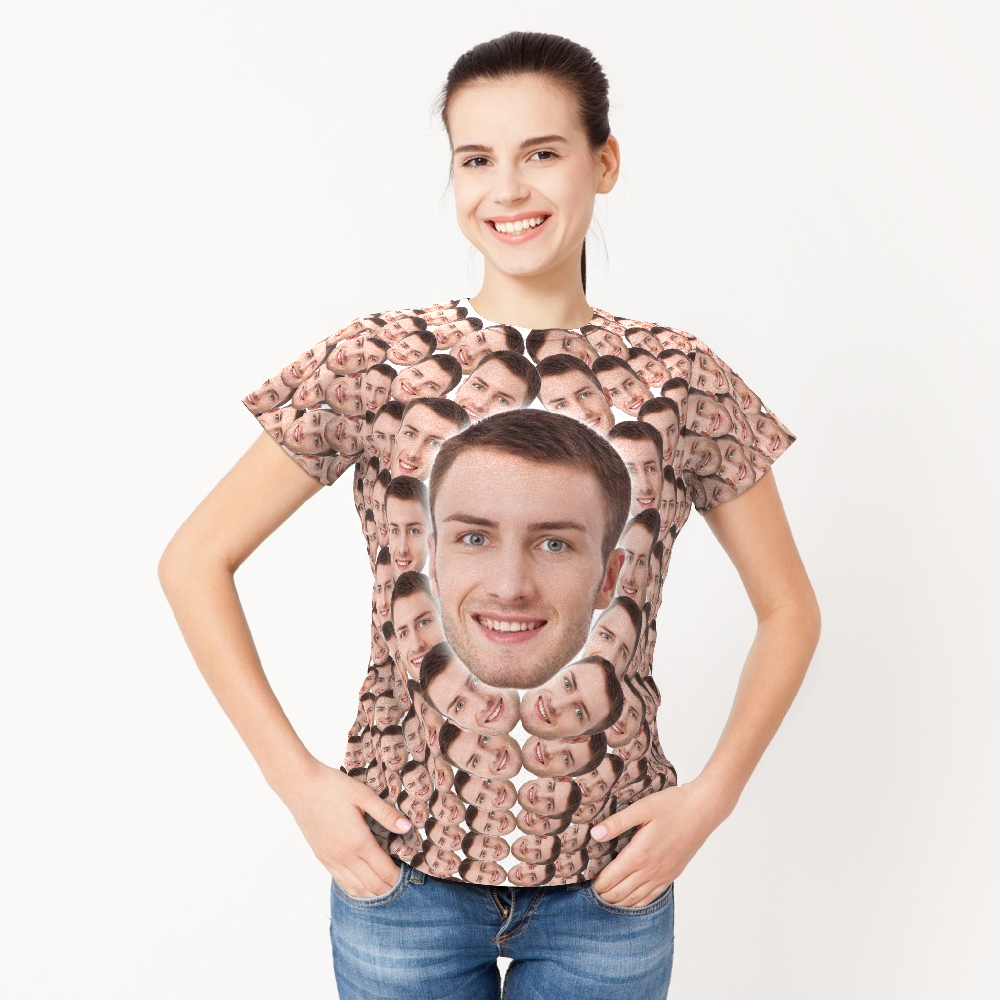 Custom My Face Personalized T-shirt Funny Man Photo All Over Print Tee - MyFaceSocksAu