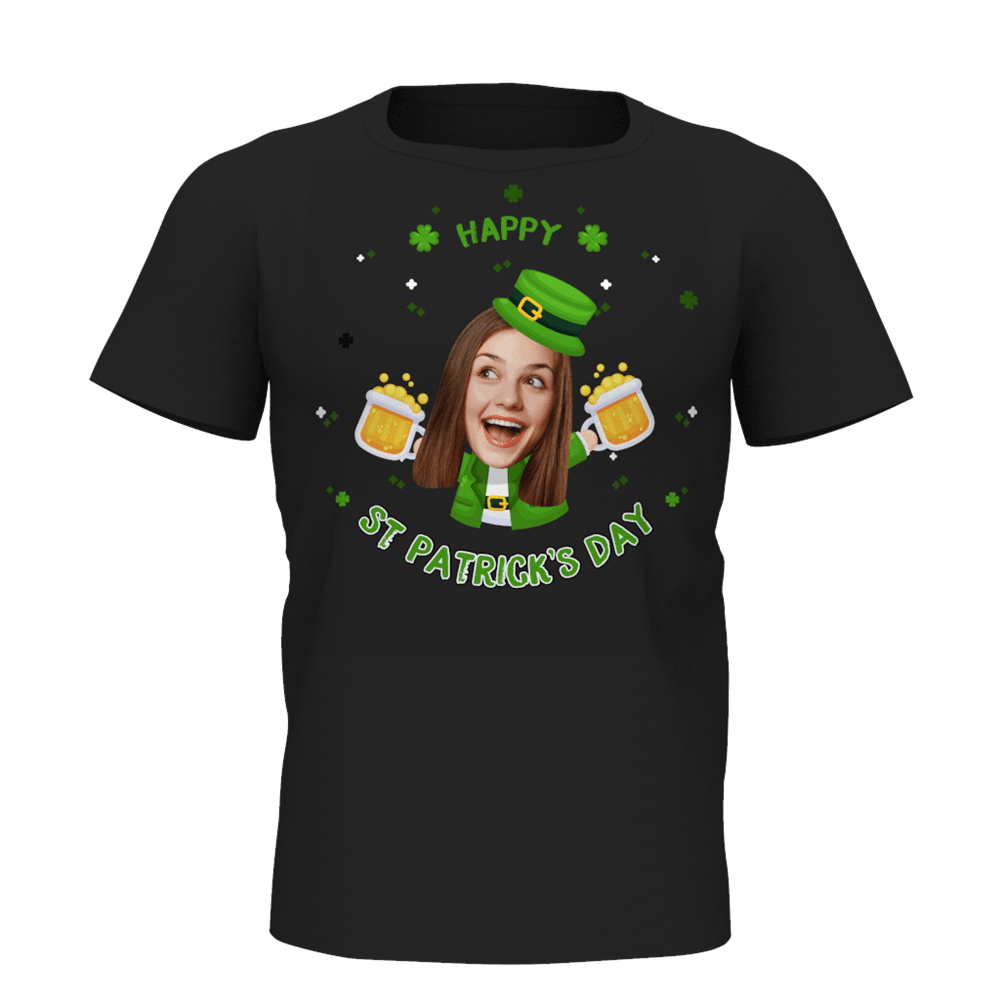 Custom Face Happy St. Patrick's Day Man T-shirt - MyFaceSocksAU