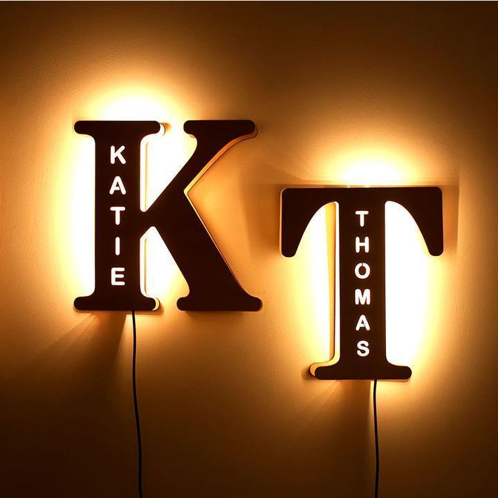 Custom Woodcut Alphabet Wall Light Night Light