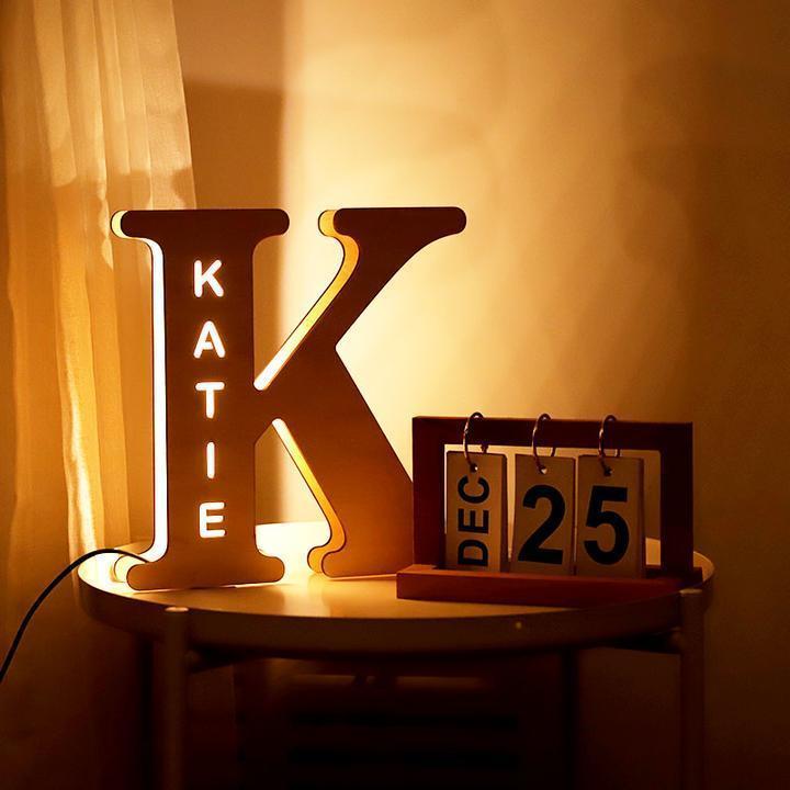 Custom Woodcut Alphabet Wall Light Night Light