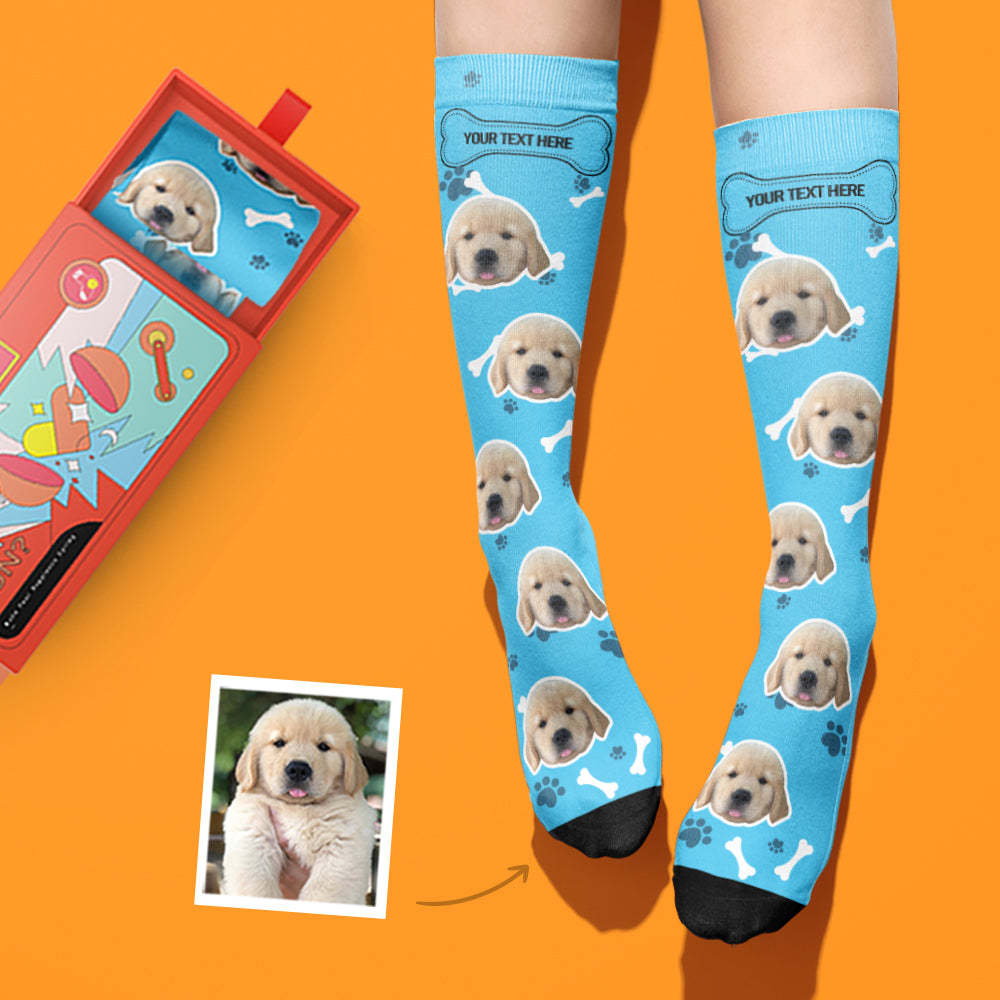 Gifts idea for Mom, Custom Face Dog Socks With Your Text