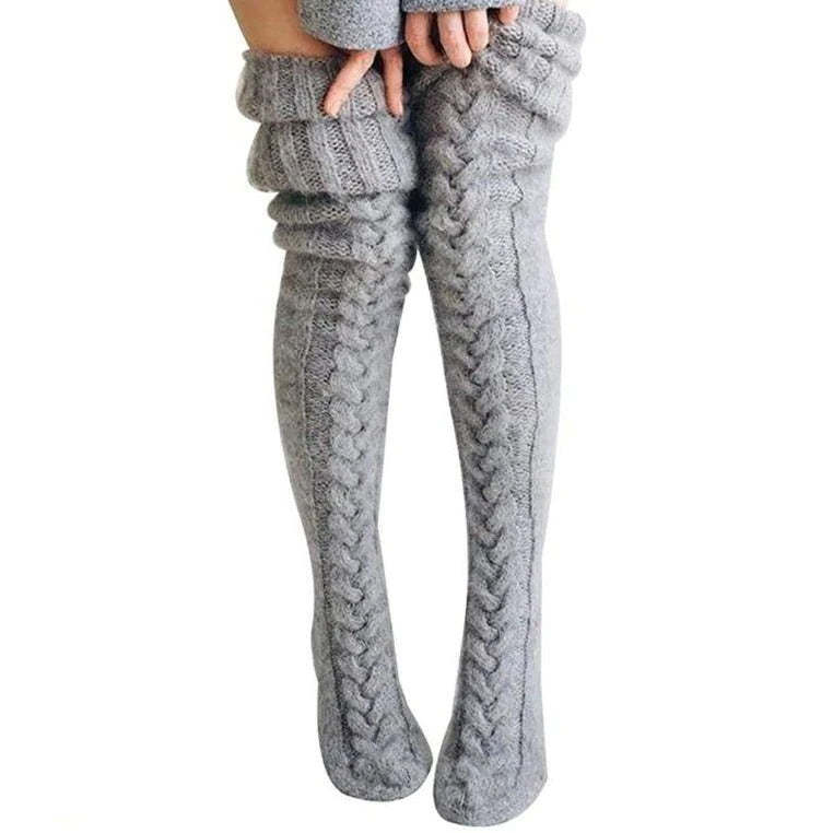 Knitted Over The Knee Socks Women Winter Leg Warmers Over Knee Thick Leg Warmers - MyFaceSocksAu
