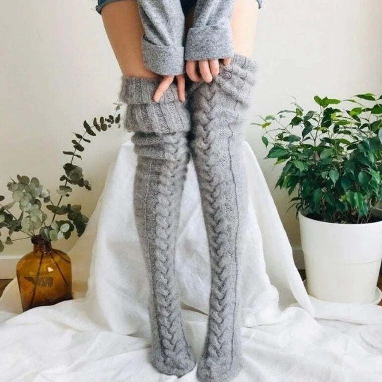 Knitted Over The Knee Socks Women Winter Leg Warmers Over Knee Thick Leg Warmers - MyFaceSocksAu
