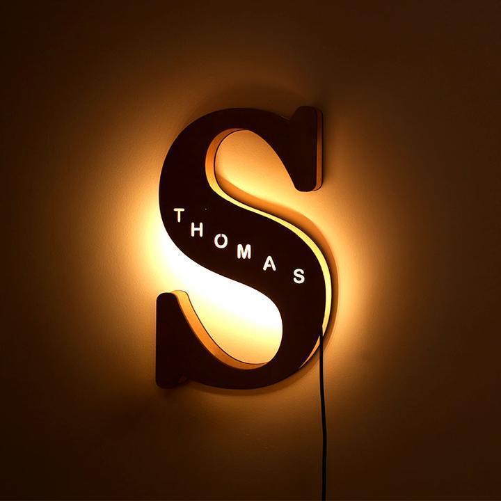 Custom Woodcut Alphabet Wall Light Night Light