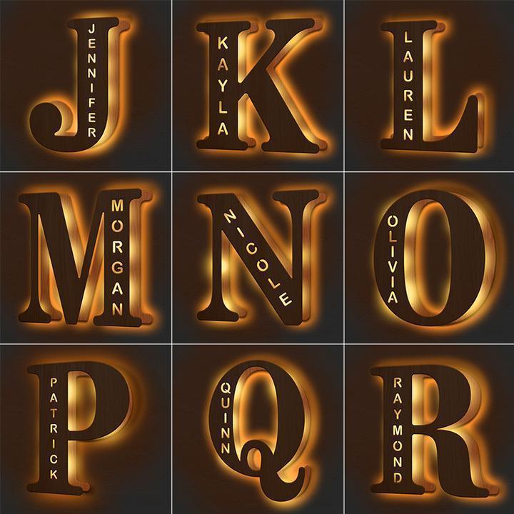 Custom Woodcut Alphabet Wall Light Night Light