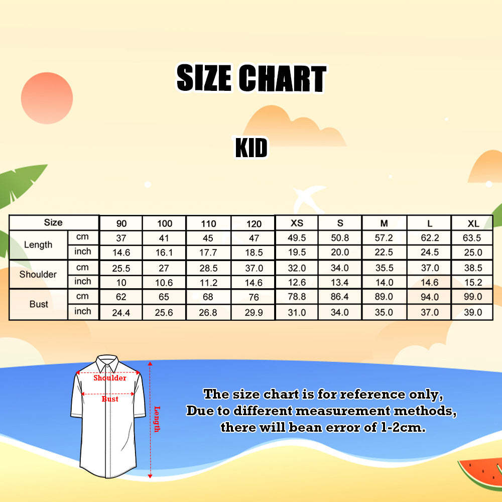 Custom Age and Name Birthday Face Hawaiian Shirt Red Flower and Palm Tree Kids Hawaiian Shirt - MyFaceSocksAU