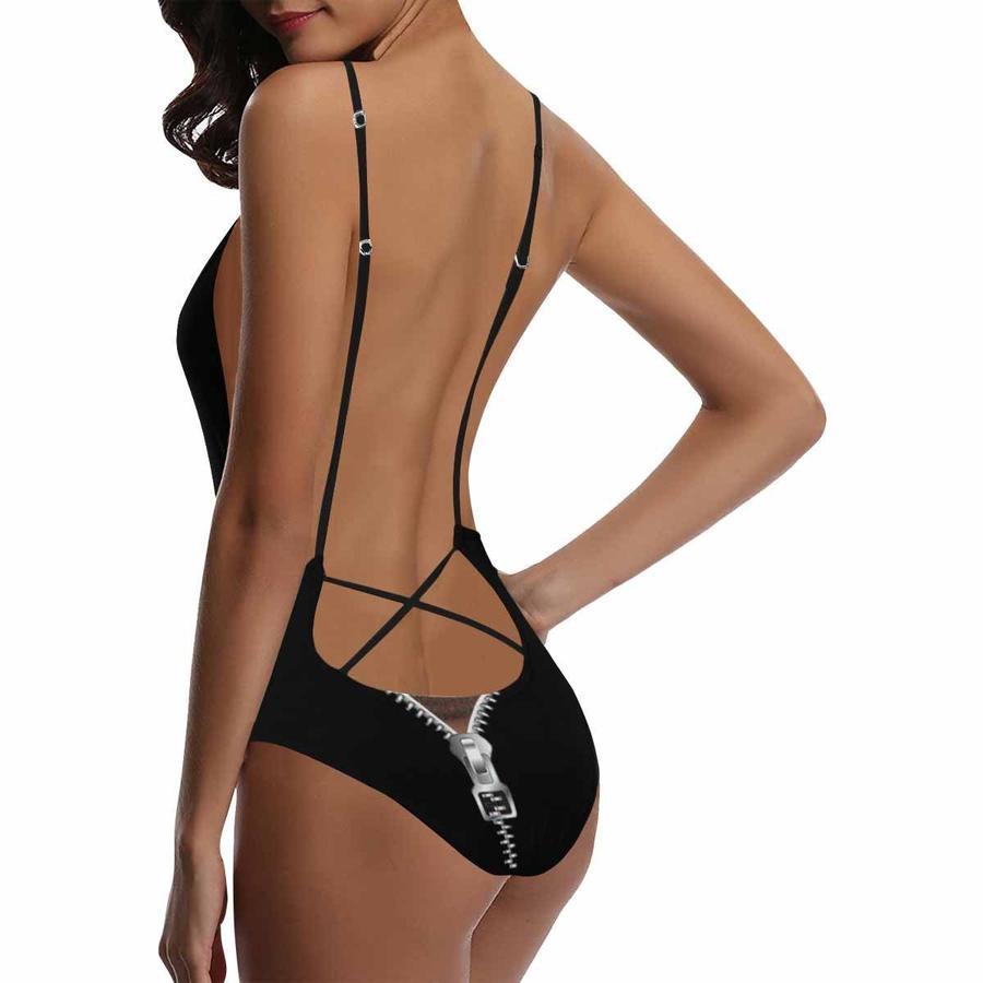Custom Face Zipper Photo Women's One Piece Sexy Suit - MyFaceSocksAu