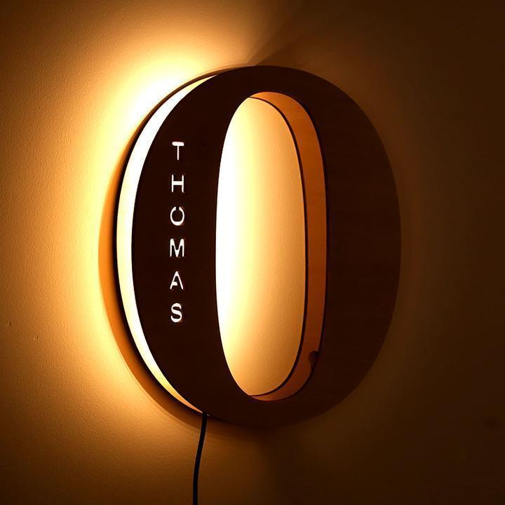 Custom Woodcut Alphabet Wall Light Night Light