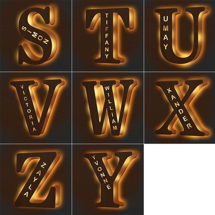Custom Woodcut Alphabet Wall Light Night Light