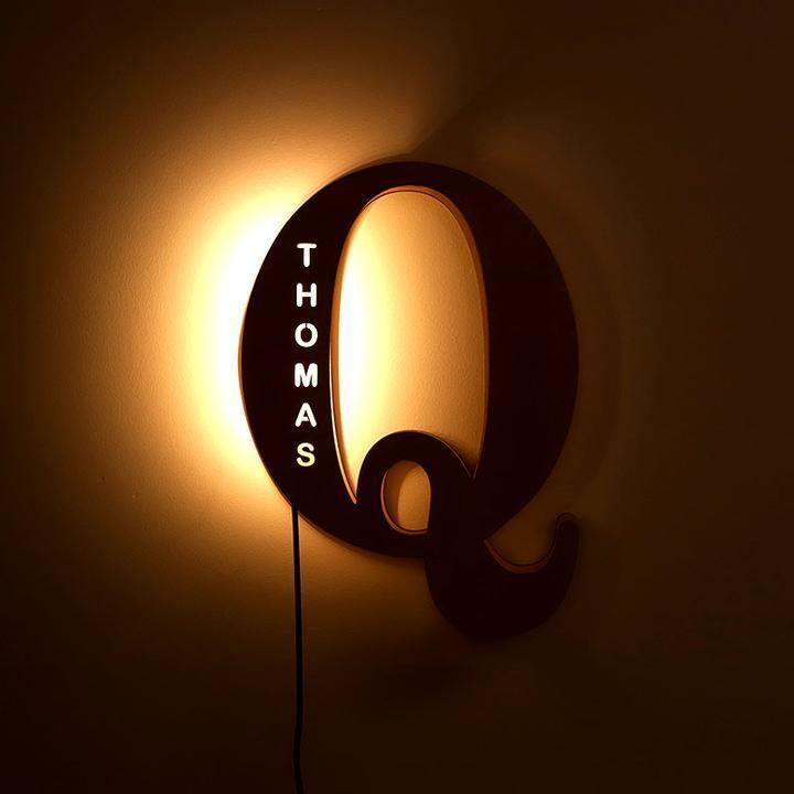 Custom Woodcut Alphabet Wall Light Night Light