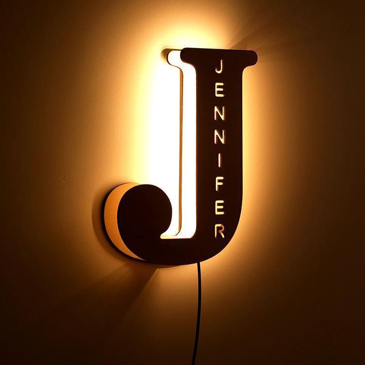 Custom Woodcut Alphabet Wall Light Night Light