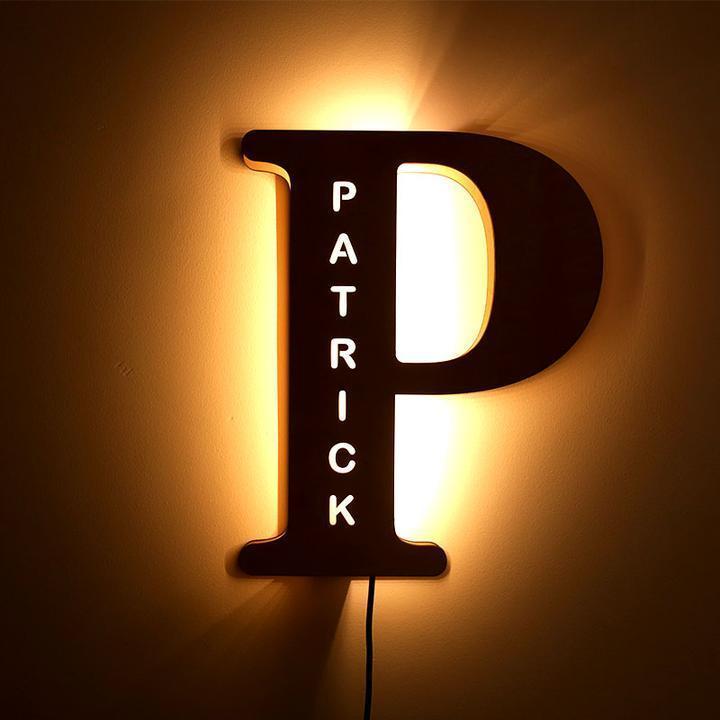 Custom Woodcut Alphabet Wall Light Night Light