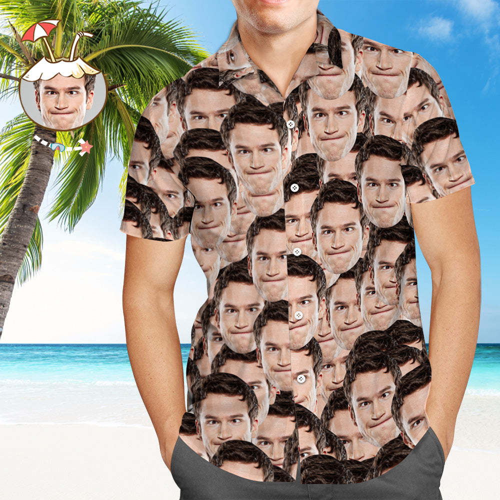 Custom Pet Face Hawaiian Shirt Men's All Over Print Hawaiian Shirt Personalized Hawaiian Shirt