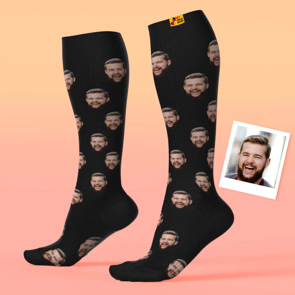 Father's Day Upgrade Custom Breathable Knee-high Compression Socks Online Preview Add Picture And Name Colorful - MyFaceSocksAU