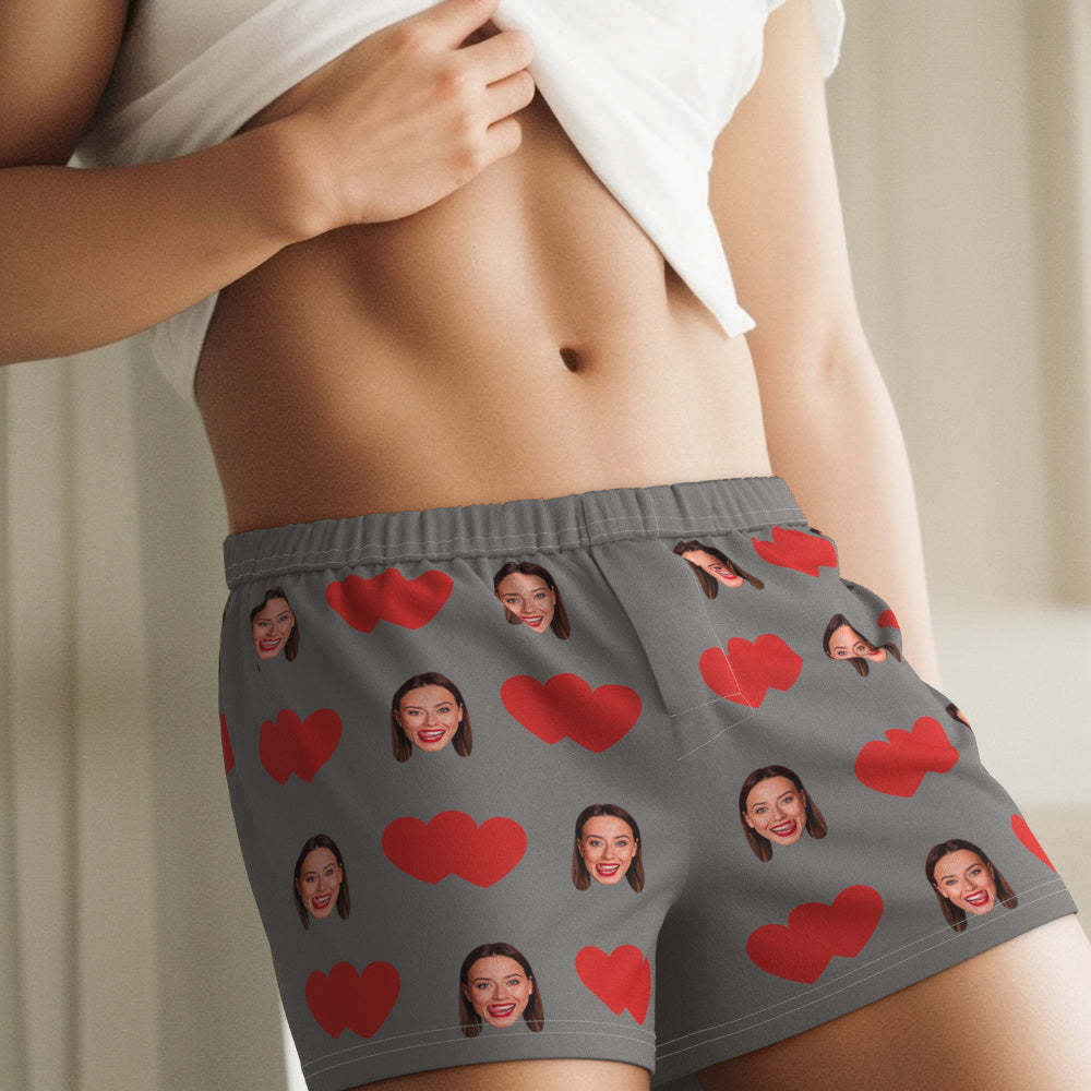 Custom Face Multicolor Boxer Shorts Red Heart Personalized Photo Underwear Gift for Him - MyFaceSocksAu