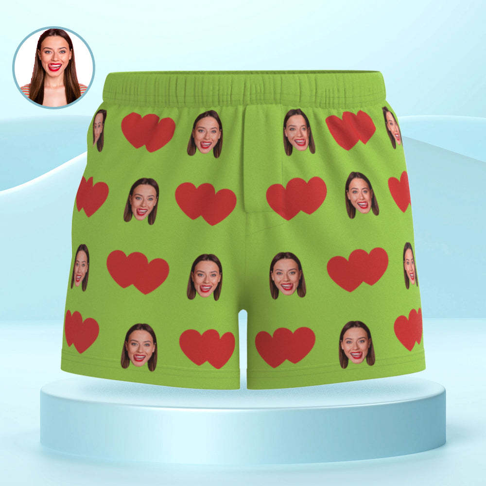 Custom Face Multicolor Boxer Shorts Red Heart Personalized Photo Underwear Gift for Him - MyFaceSocksAu